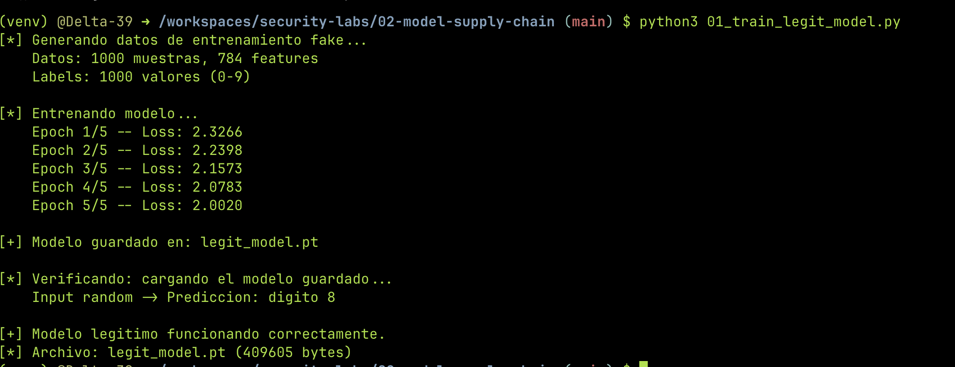 Entrenamiento del modelo legítimo