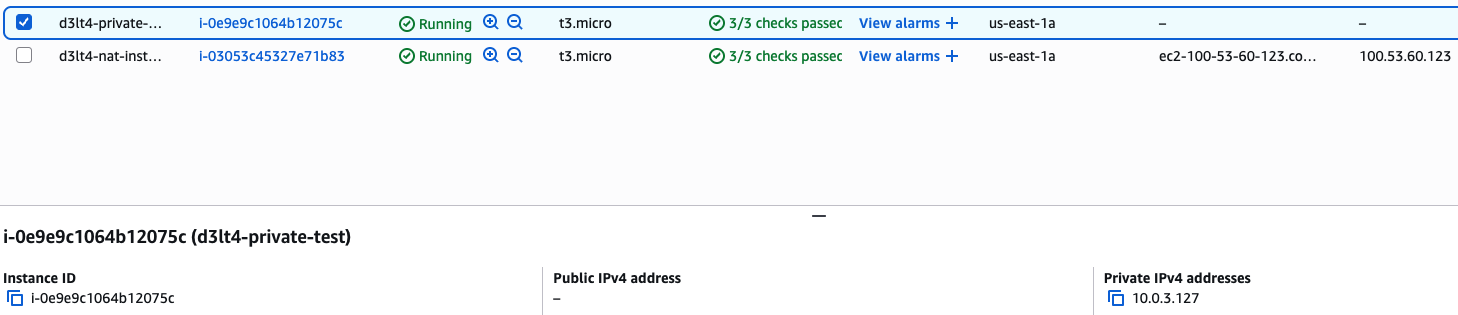 Instancia privada running